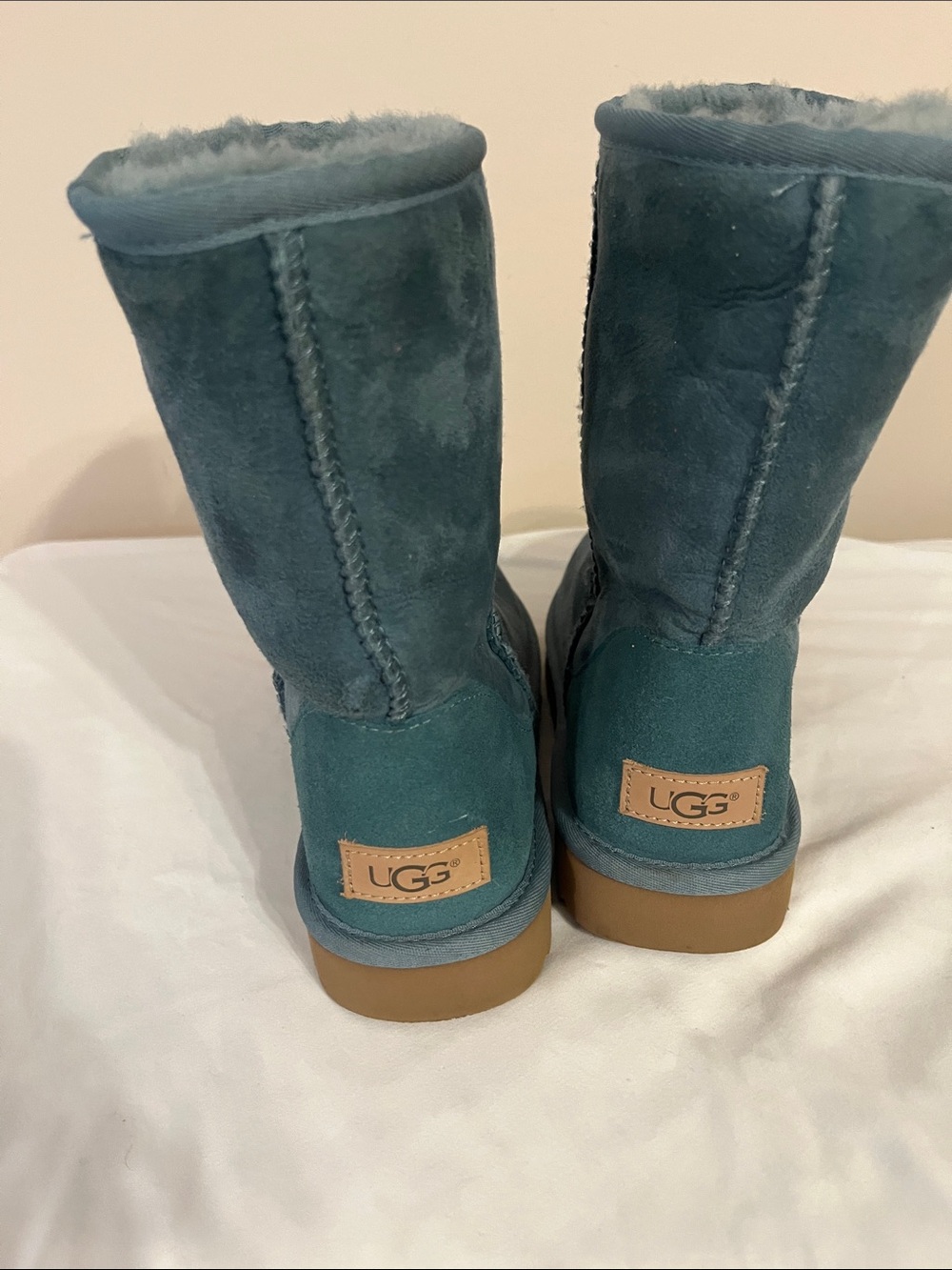 UGG Classic Short Boot in Teal Blue Suede